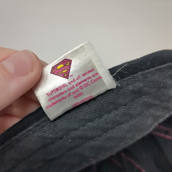 Super Girl Strapback Baseball Cap Black One Size Adjustable Embroidered Logo - Picture 10 of 10